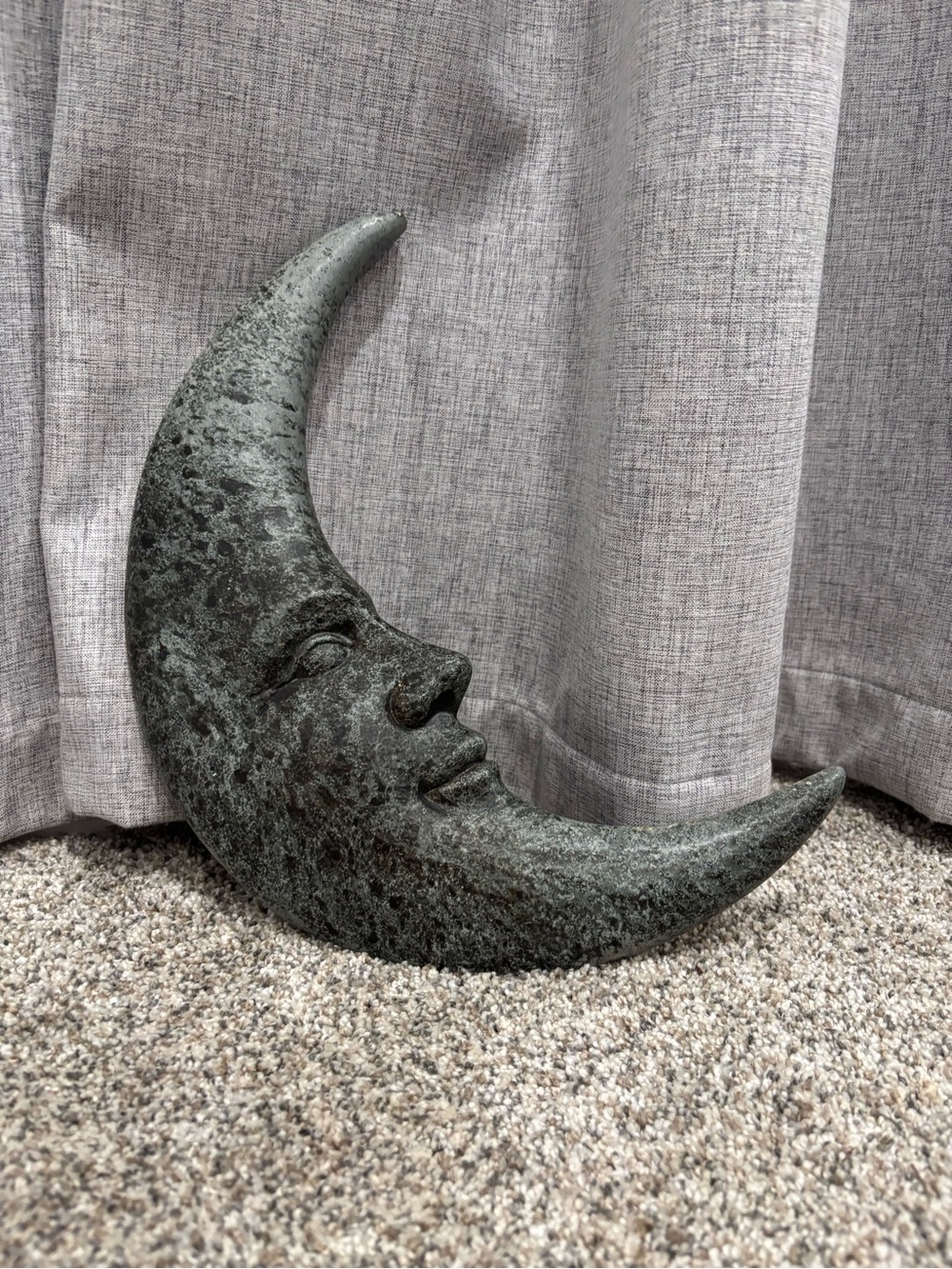 Ceramic Crescent Moon w/a Serene Face Celestial Art Wall Decor Bohemian